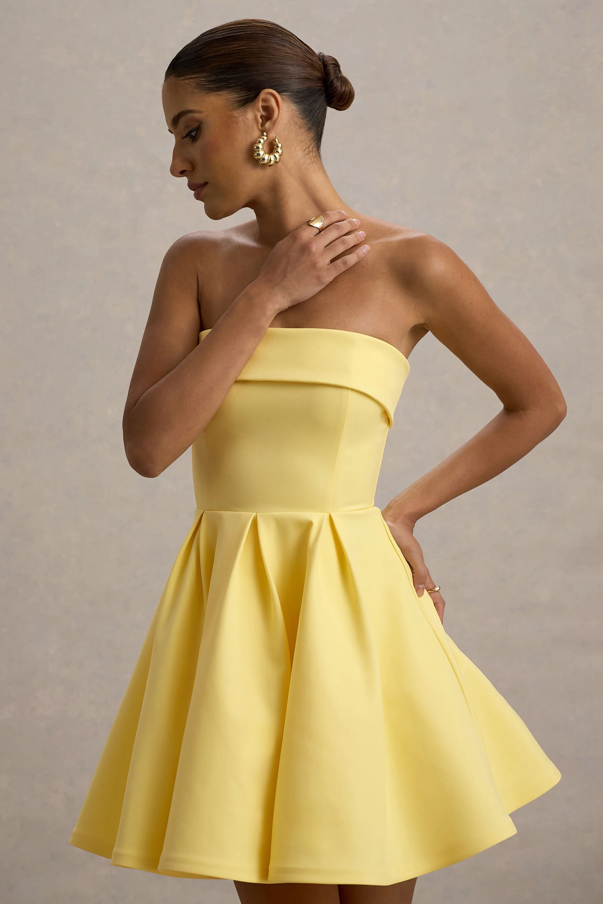 Bruna | Mini-robe patineuse bandeau citron - Image 3