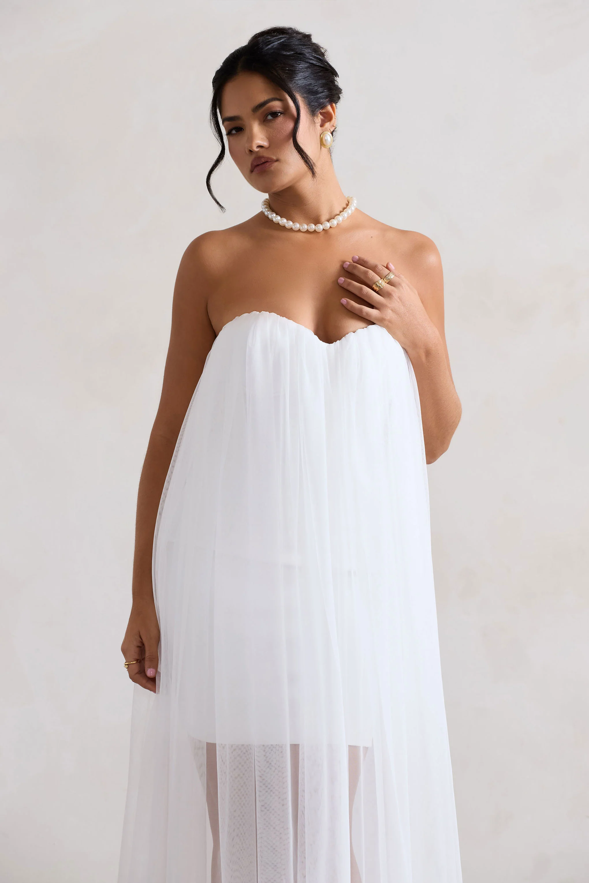 Dreamland | Robe Mini Bustier Ivoire avec Superposition de Tulle - Image 3