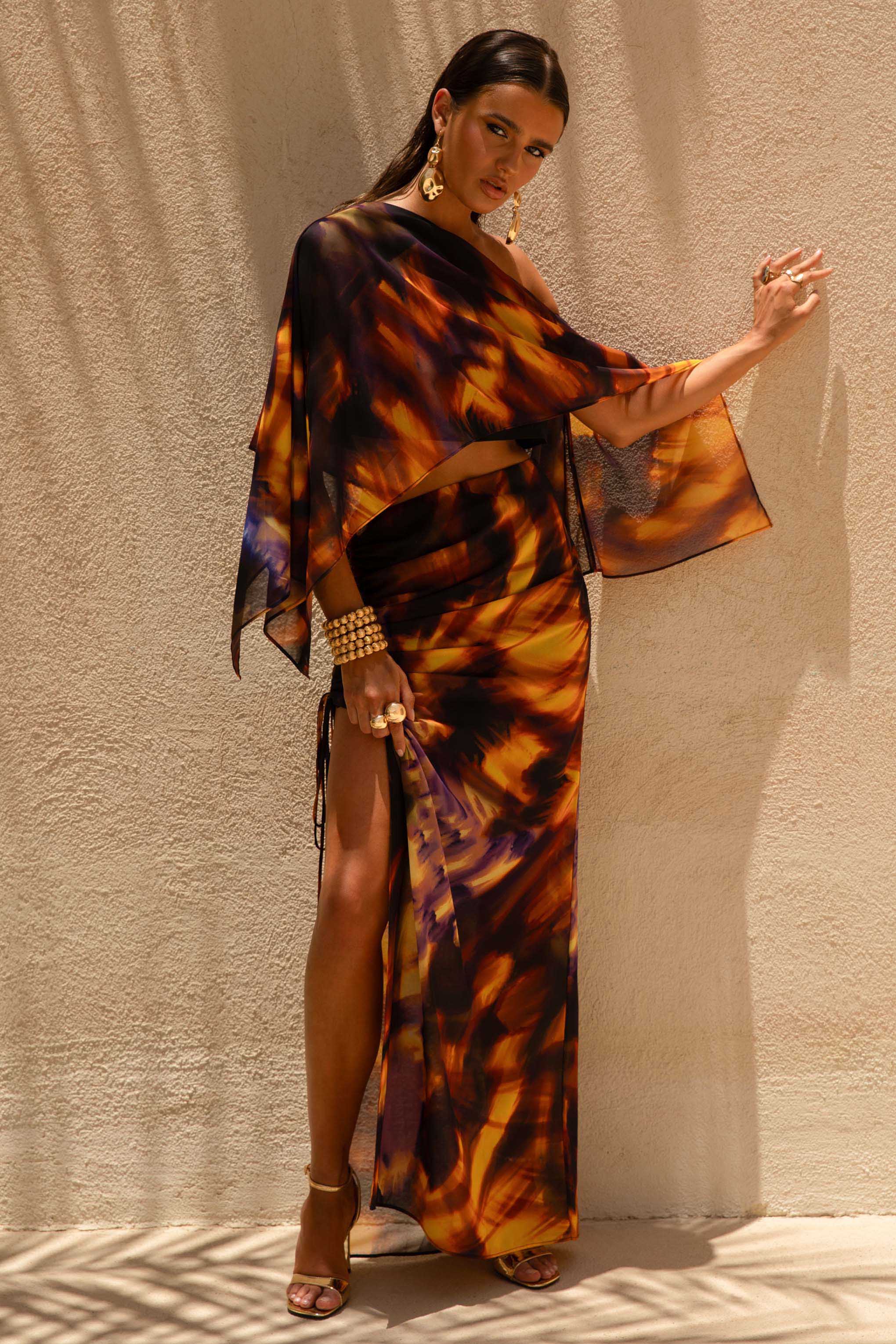 Elysia | Crop top asymétrique à imprimé fumée - Image 3
