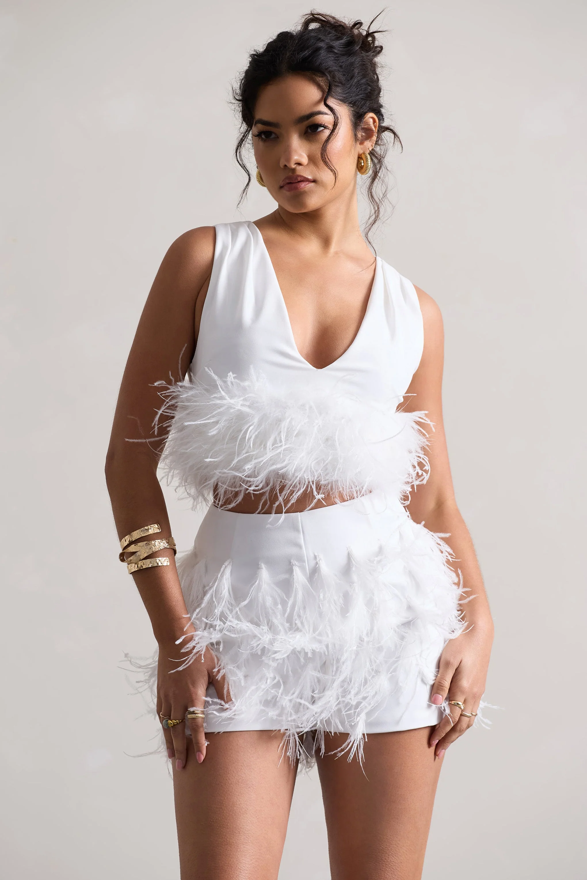 Encore | Short blanc à plumes - Image 3
