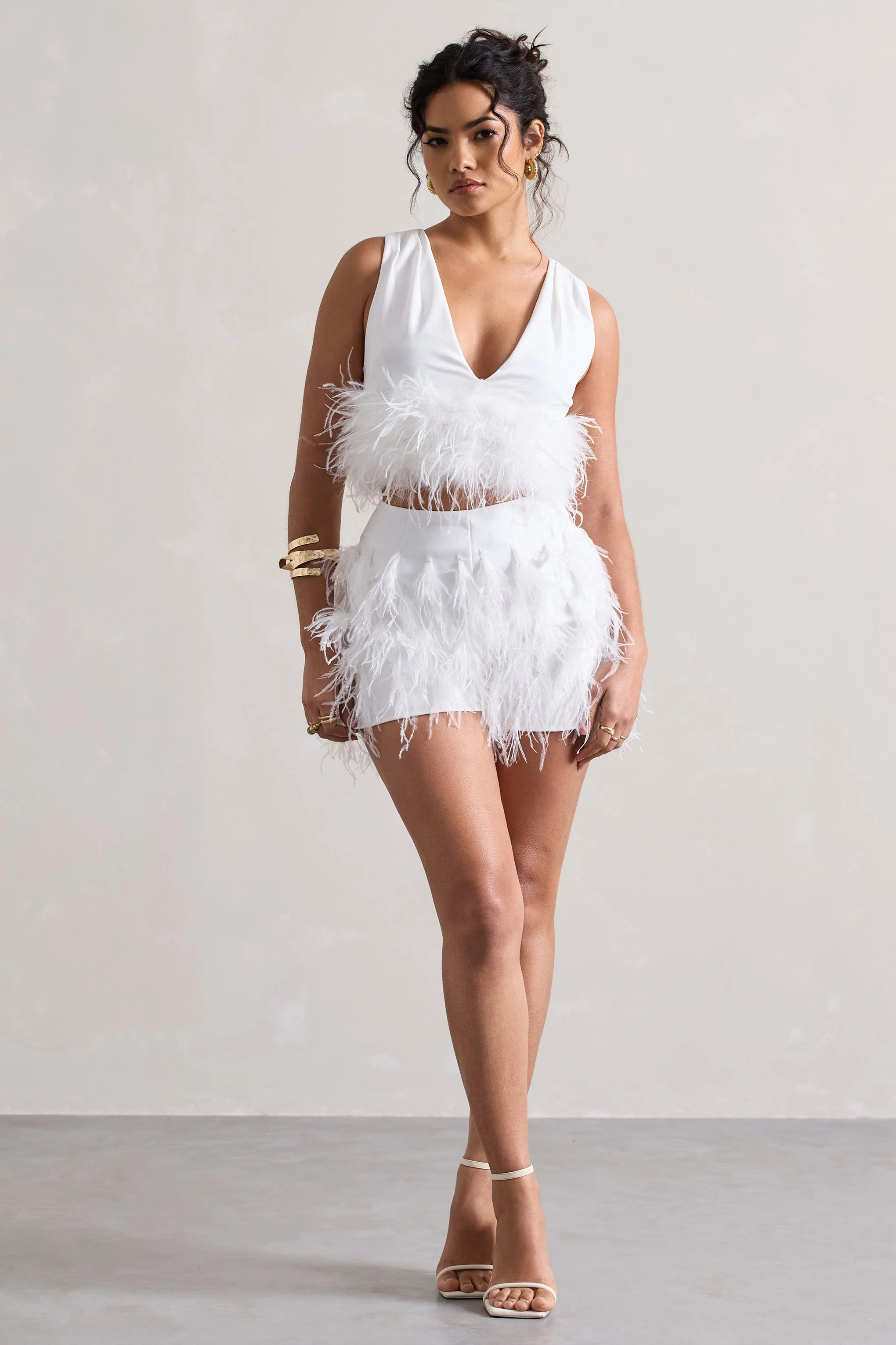 Encore | Short blanc à plumes - Image 5