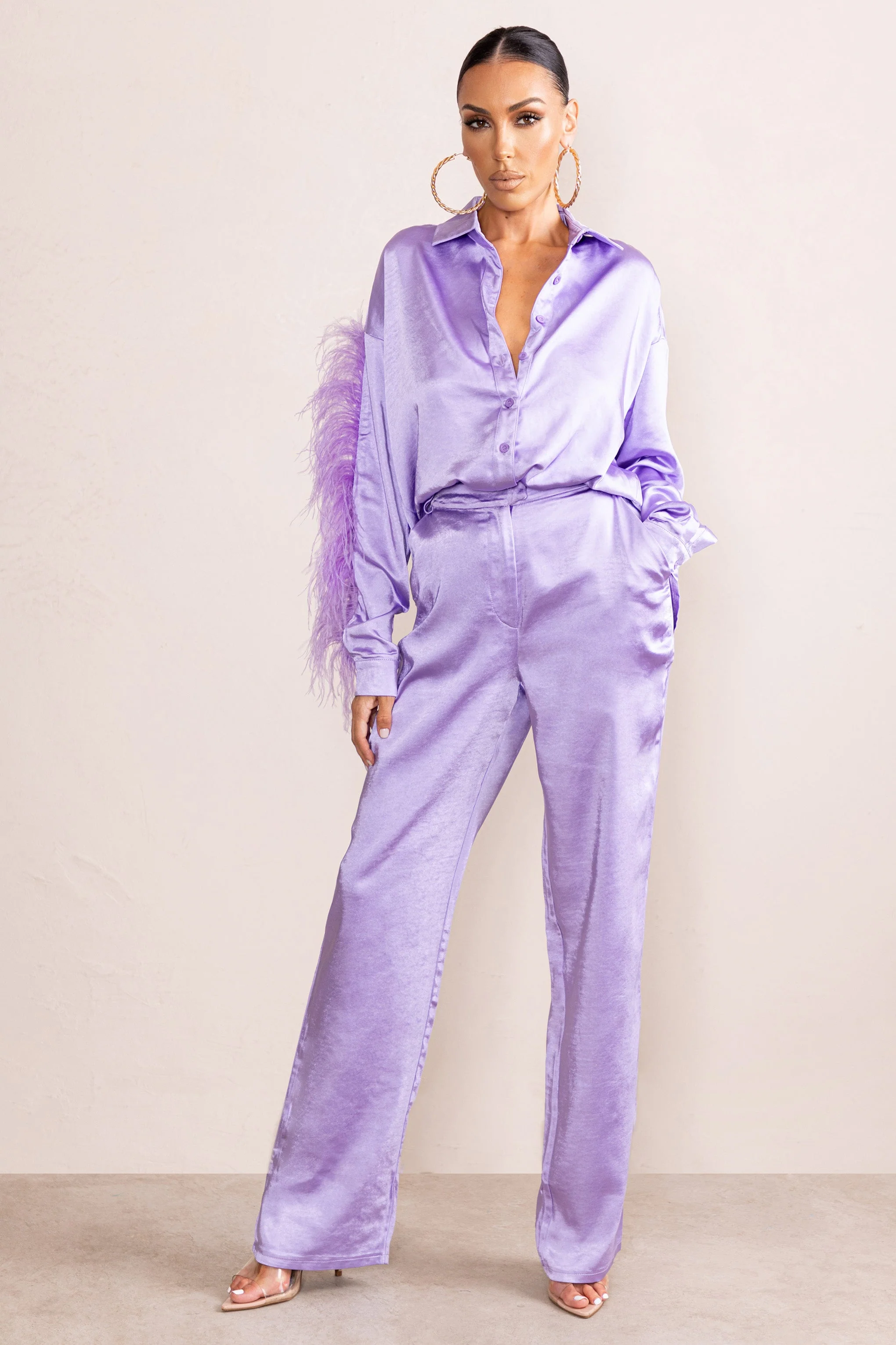 Evening Memories | Pantalon large en satin lila - Image 4