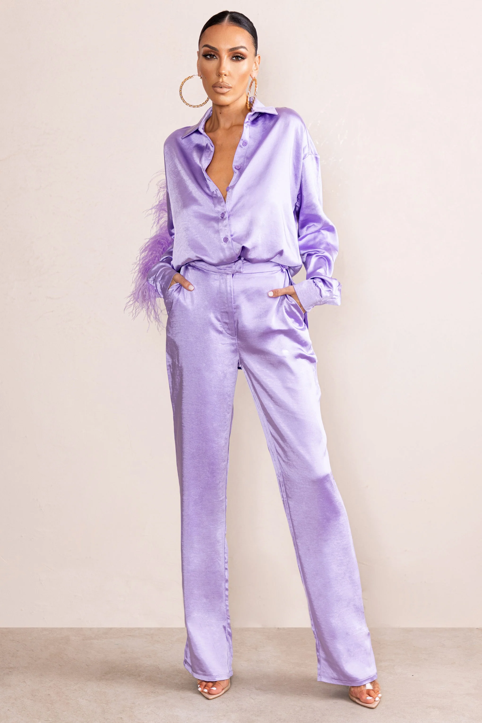 Evening Memories | Pantalon large en satin lila - Image 5