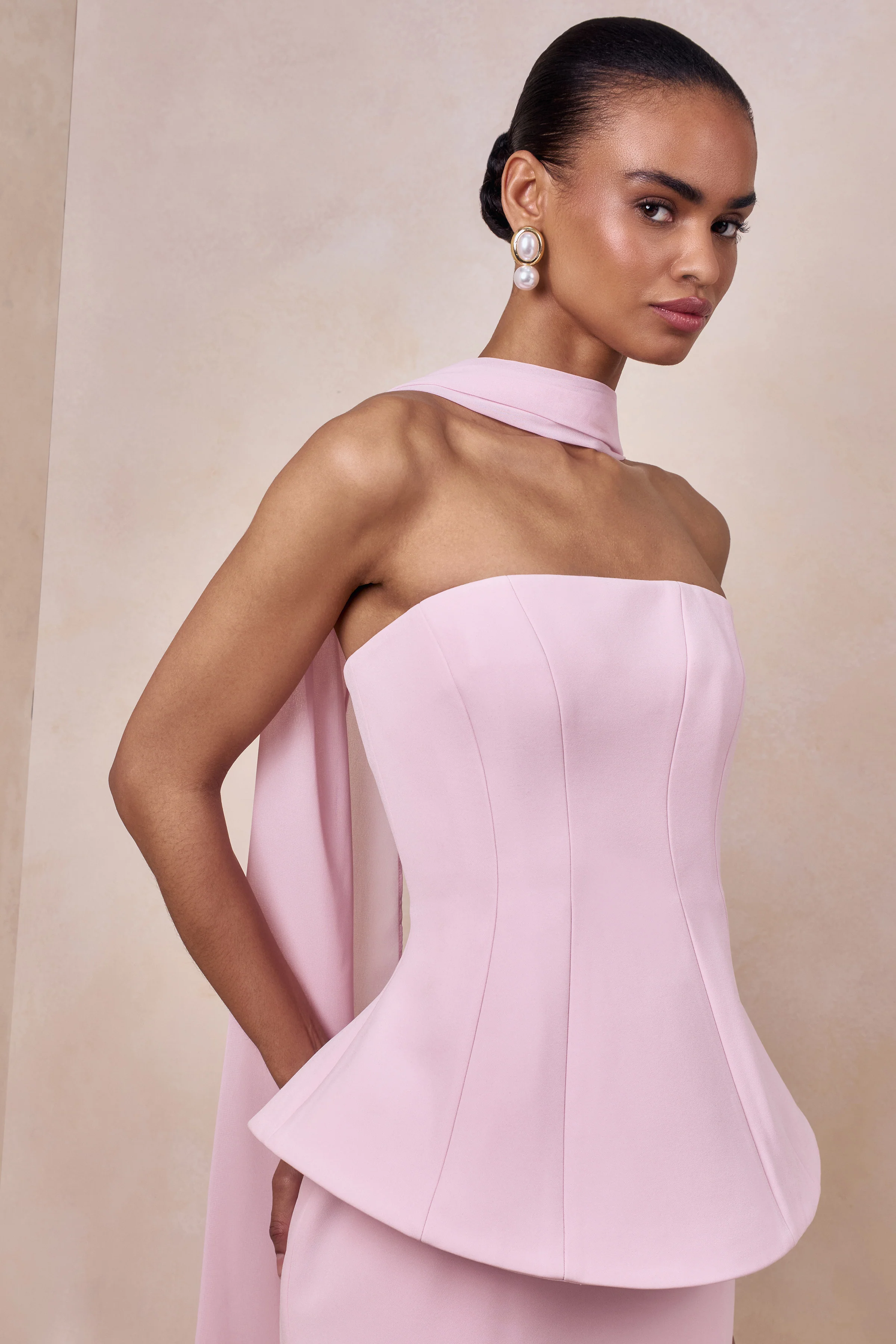 Farron | Robe longue rose clair bandeau effet corset - Image 6