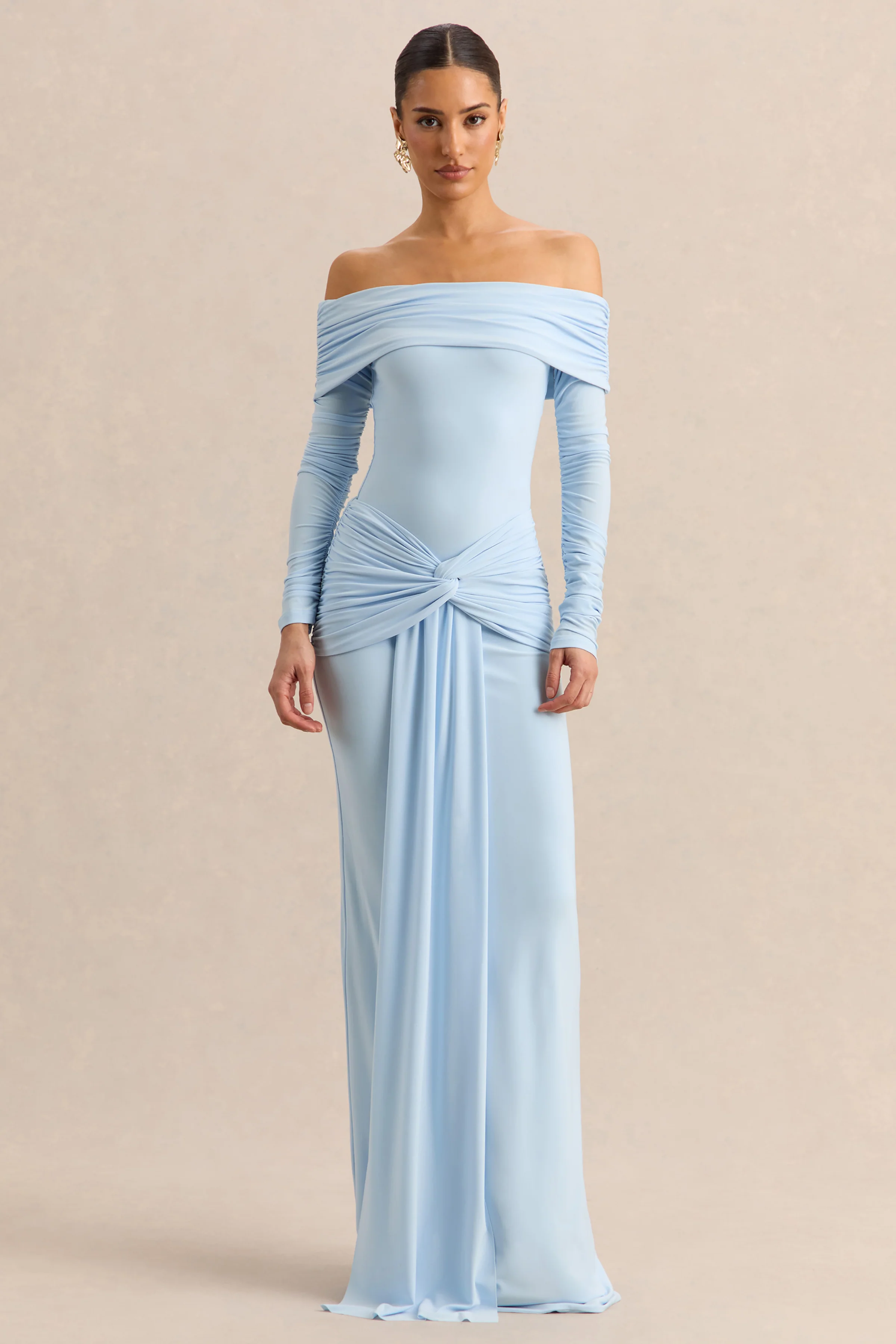 Flynne | Jupe longue portefeuille bleu avec ceinture sash - Image 5