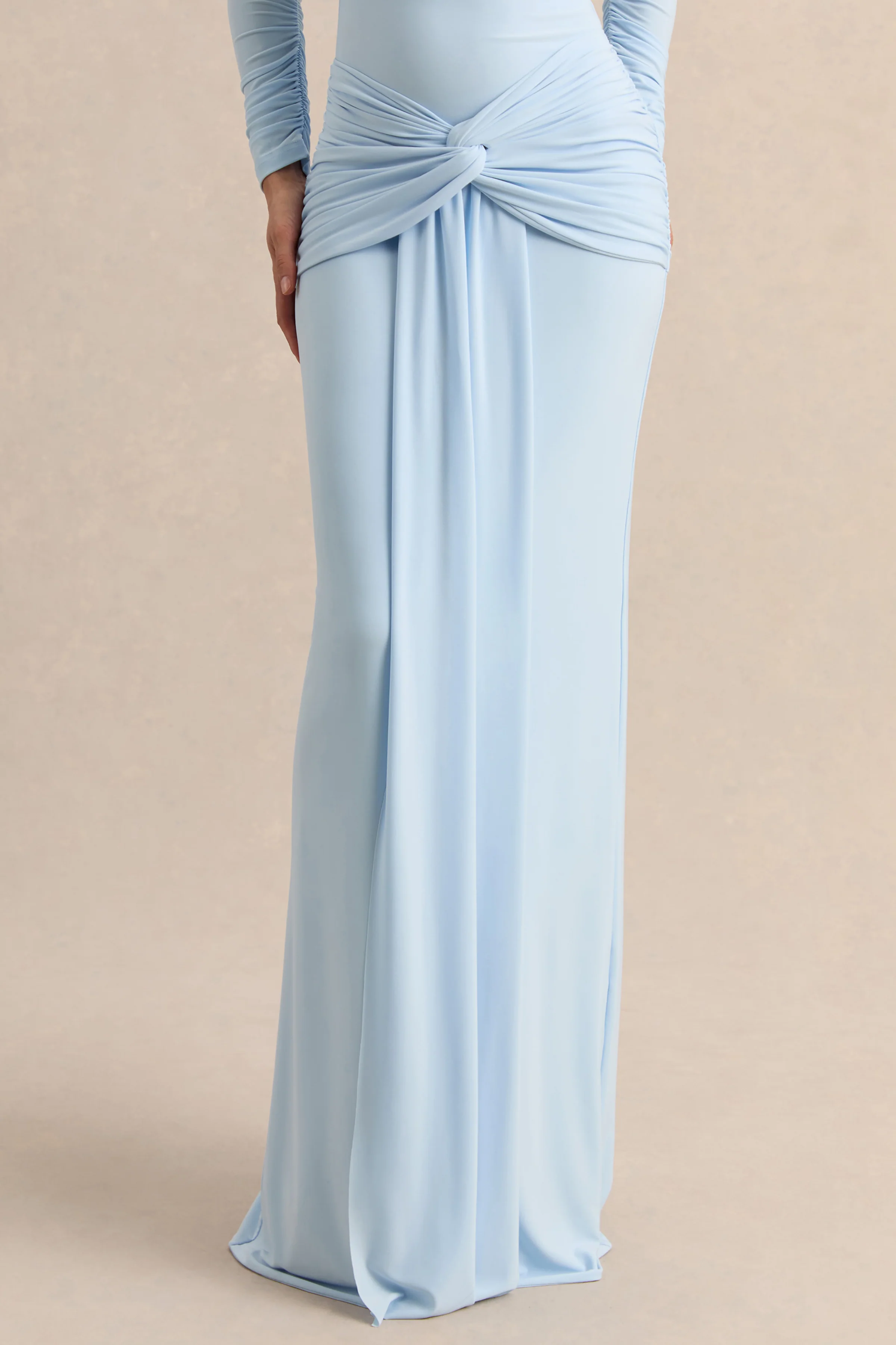 Flynne | Jupe longue portefeuille bleu avec ceinture sash - Image 6