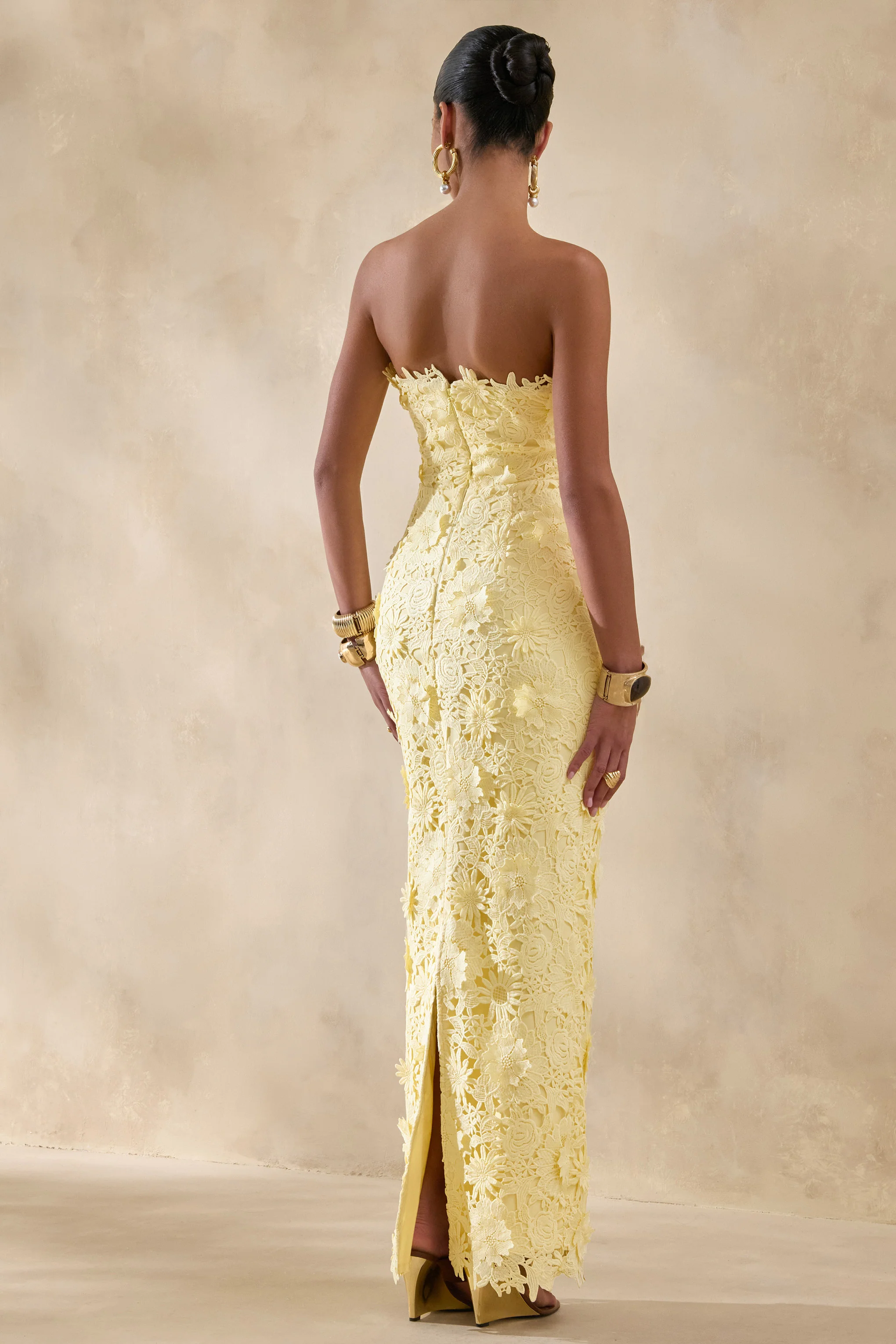 Gracie | Robe longue bandeau en dentelle citron - Image 2