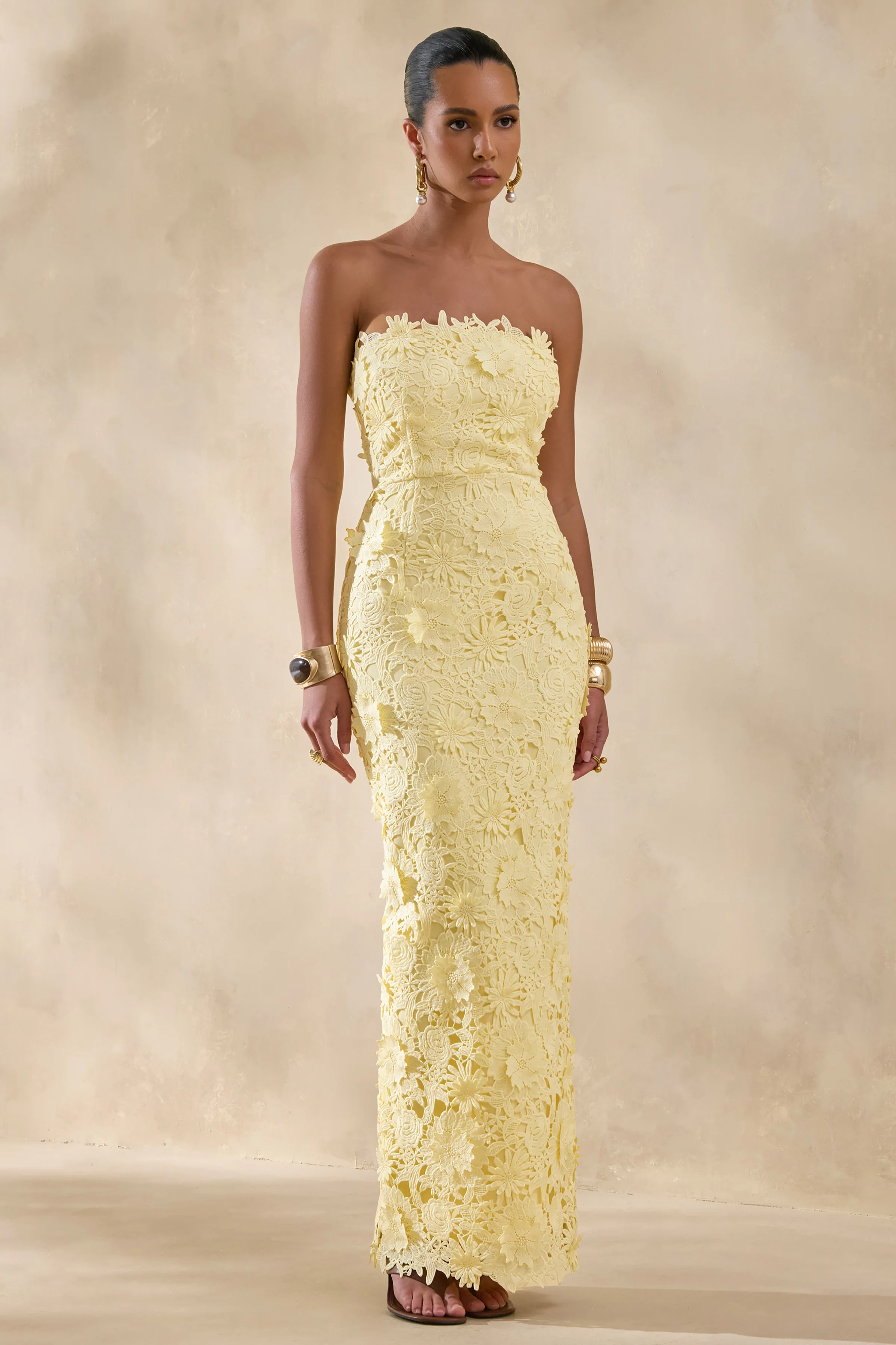 Gracie | Robe longue bandeau en dentelle citron - Image 4
