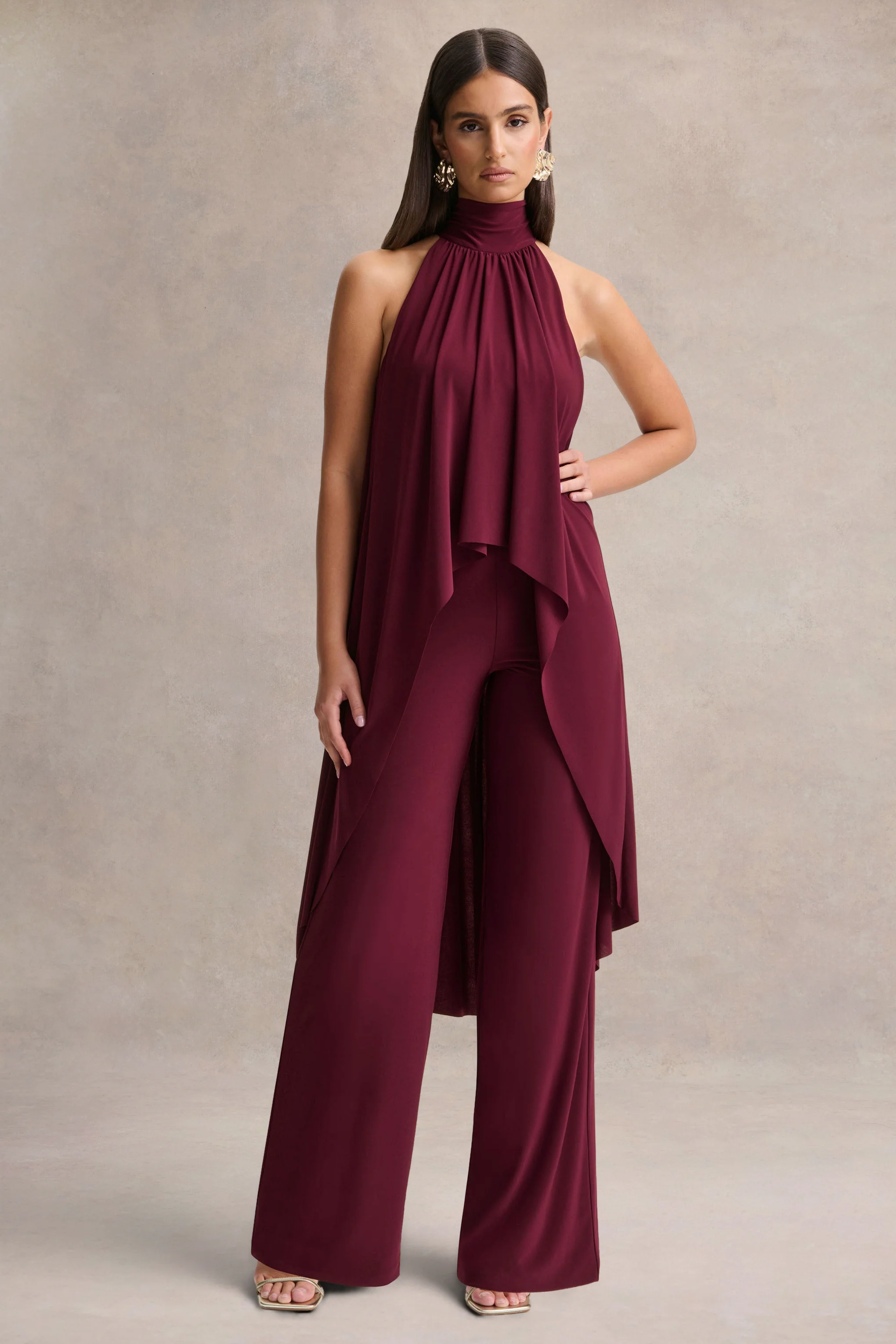 Jadzia | Combinaison bordeaux à haute encolure - Image 4