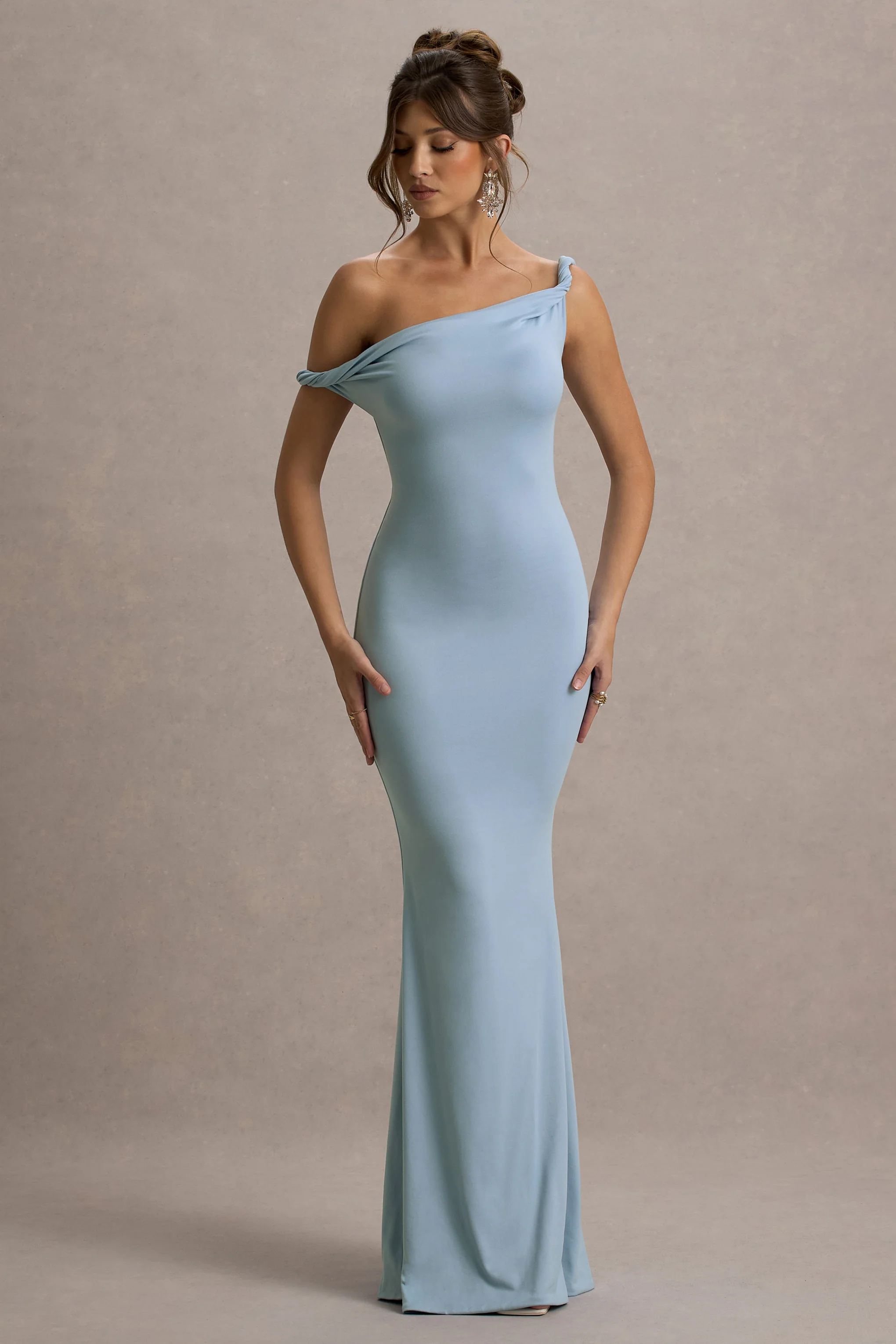 Lita | Robe longue bleue asymétrique torsadée - Image 4