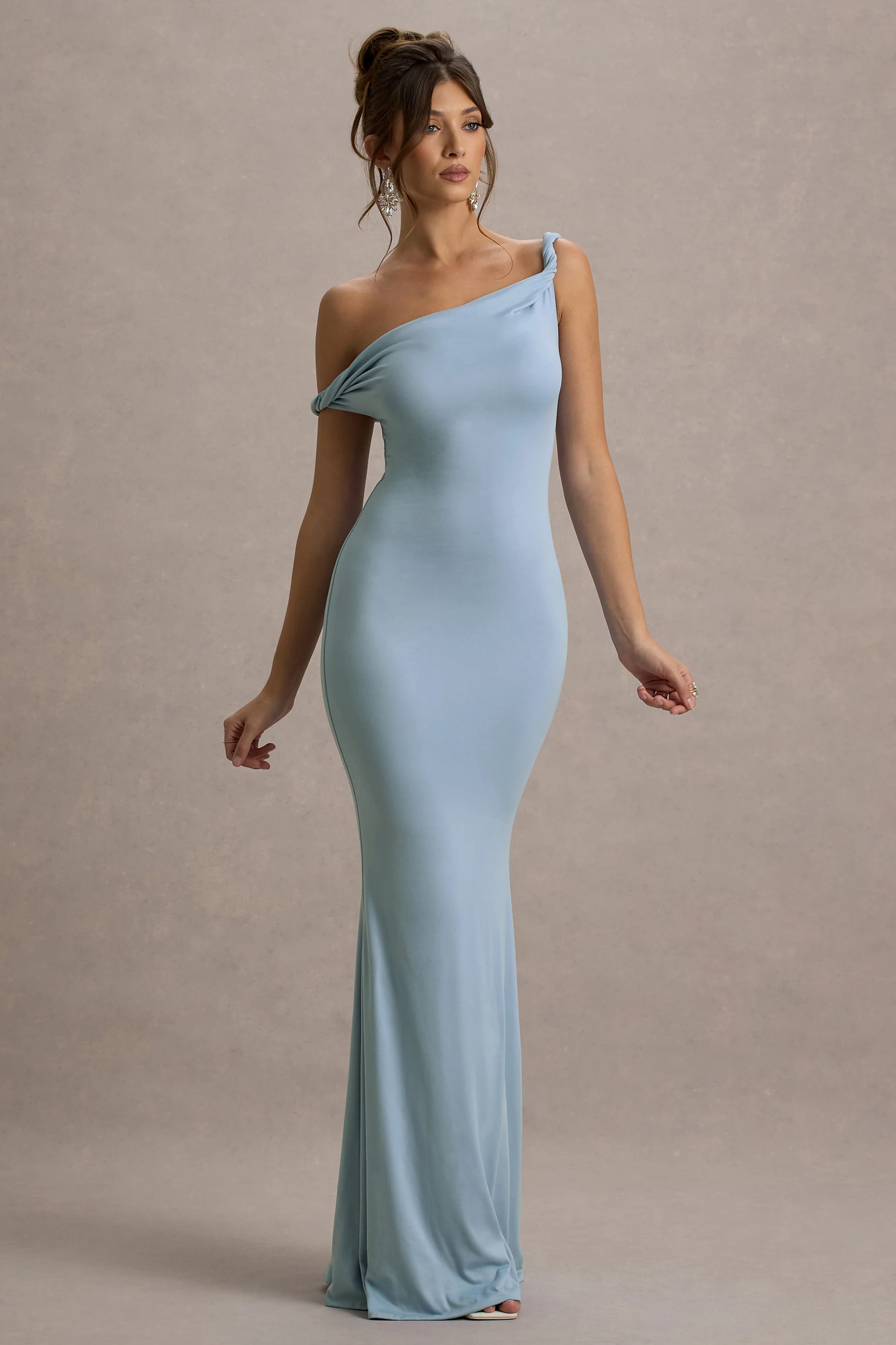 Lita | Robe longue bleue asymétrique torsadée - Image 5