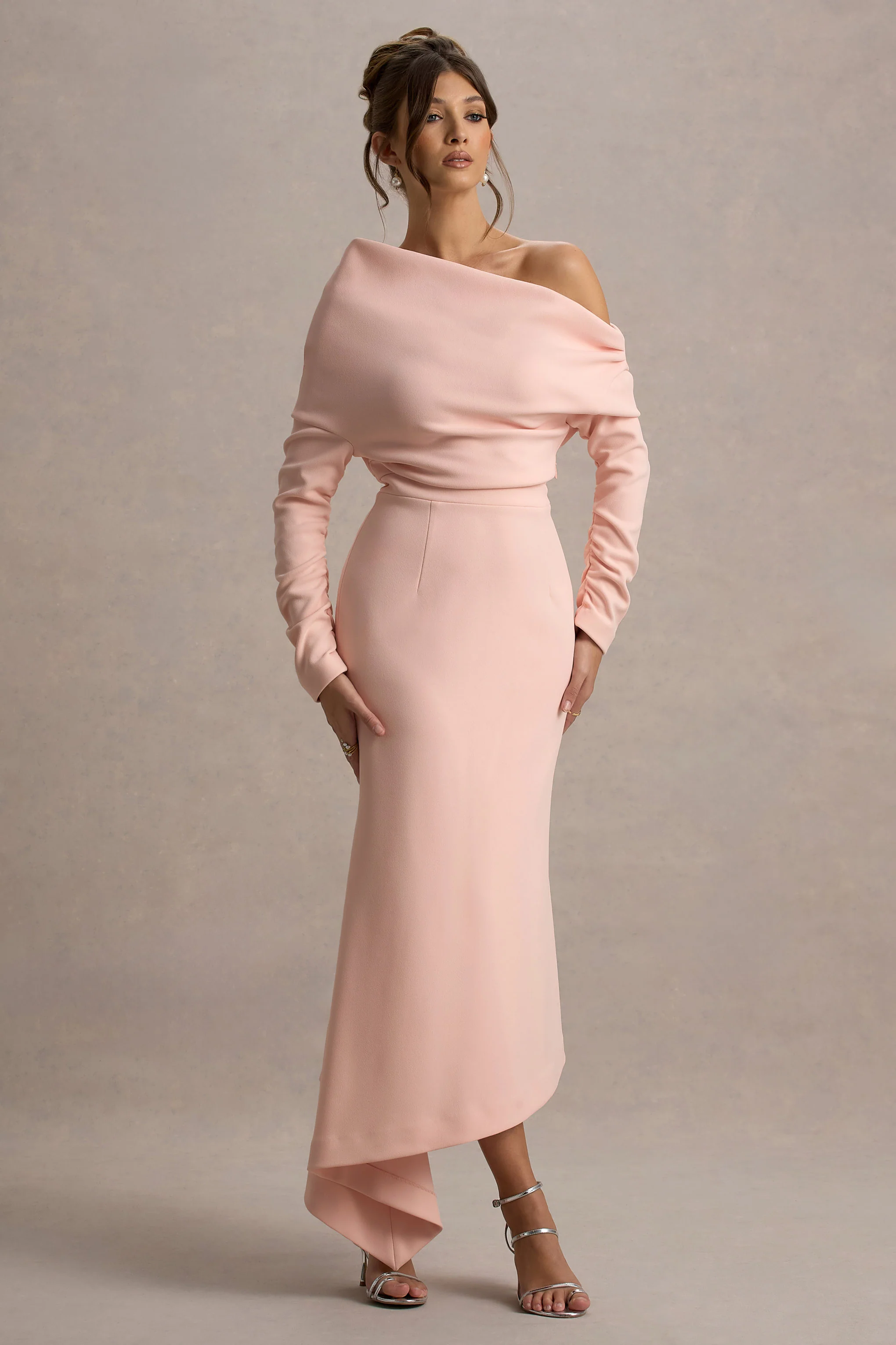 Lou | Robe longue rose asymétrique à une épaule - Image 5