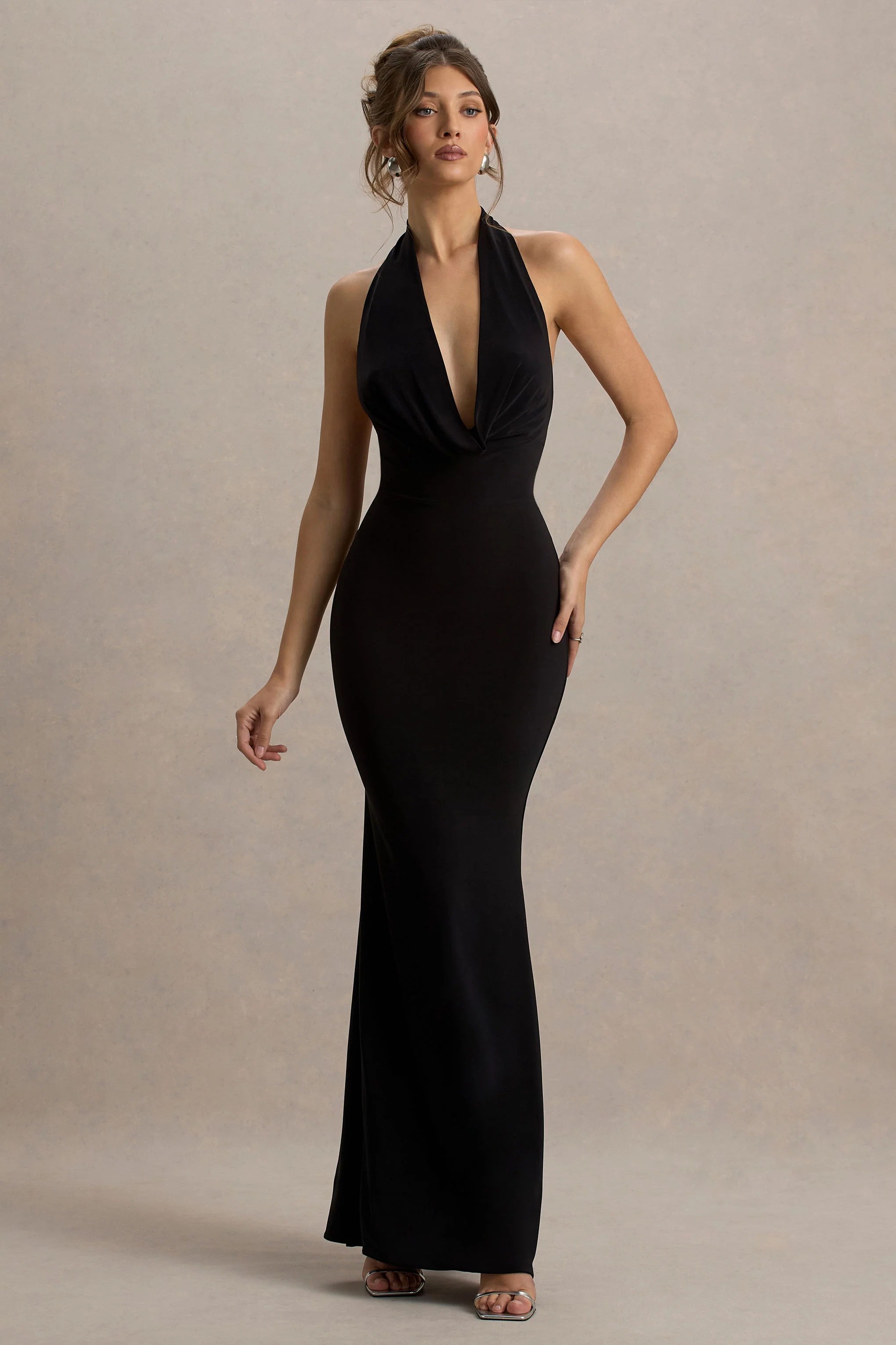 Milani | Robe longue à col bénitier noire et dos nu - Image 4