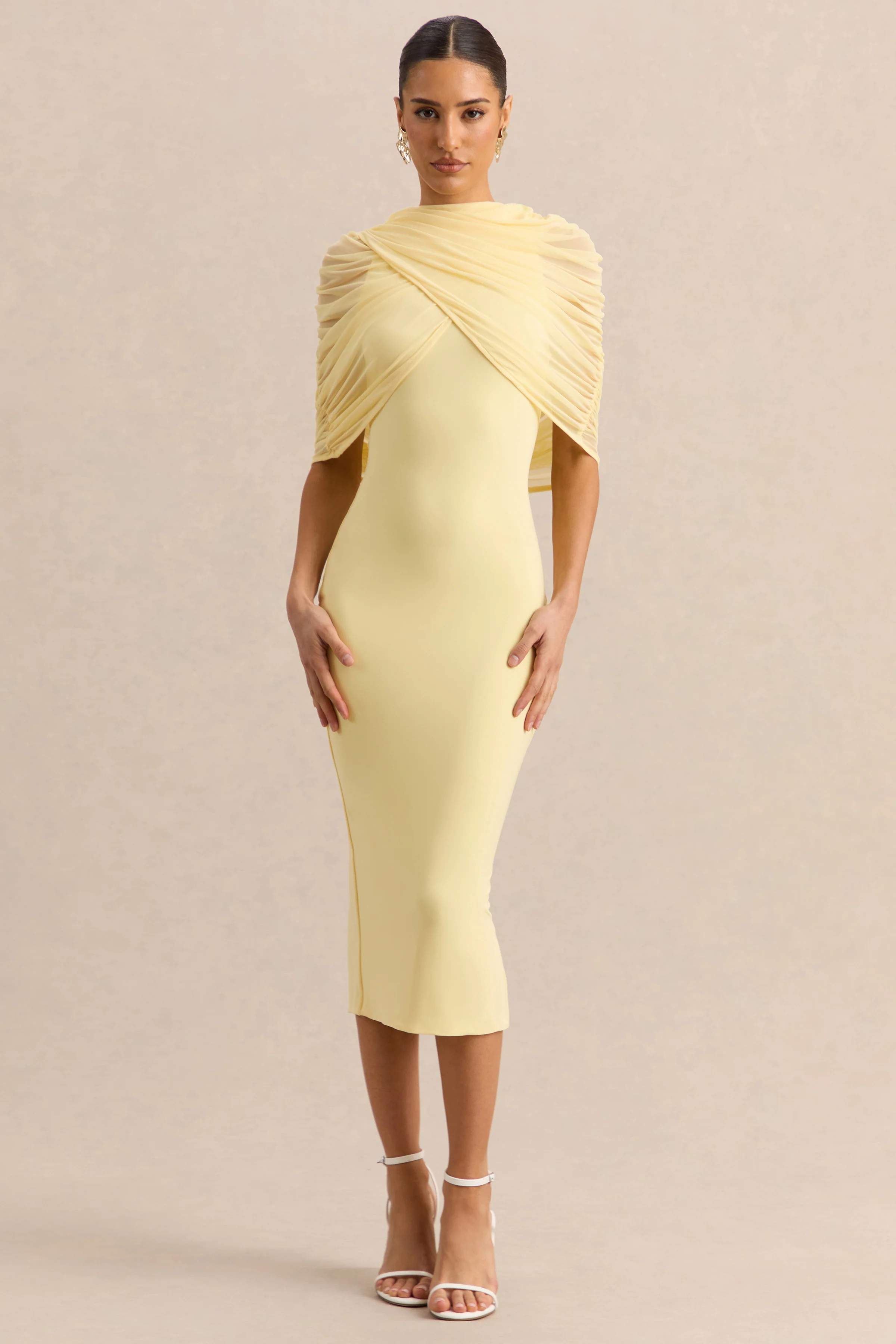 Mirana | Robe mi-longue citron à encolure dos nu