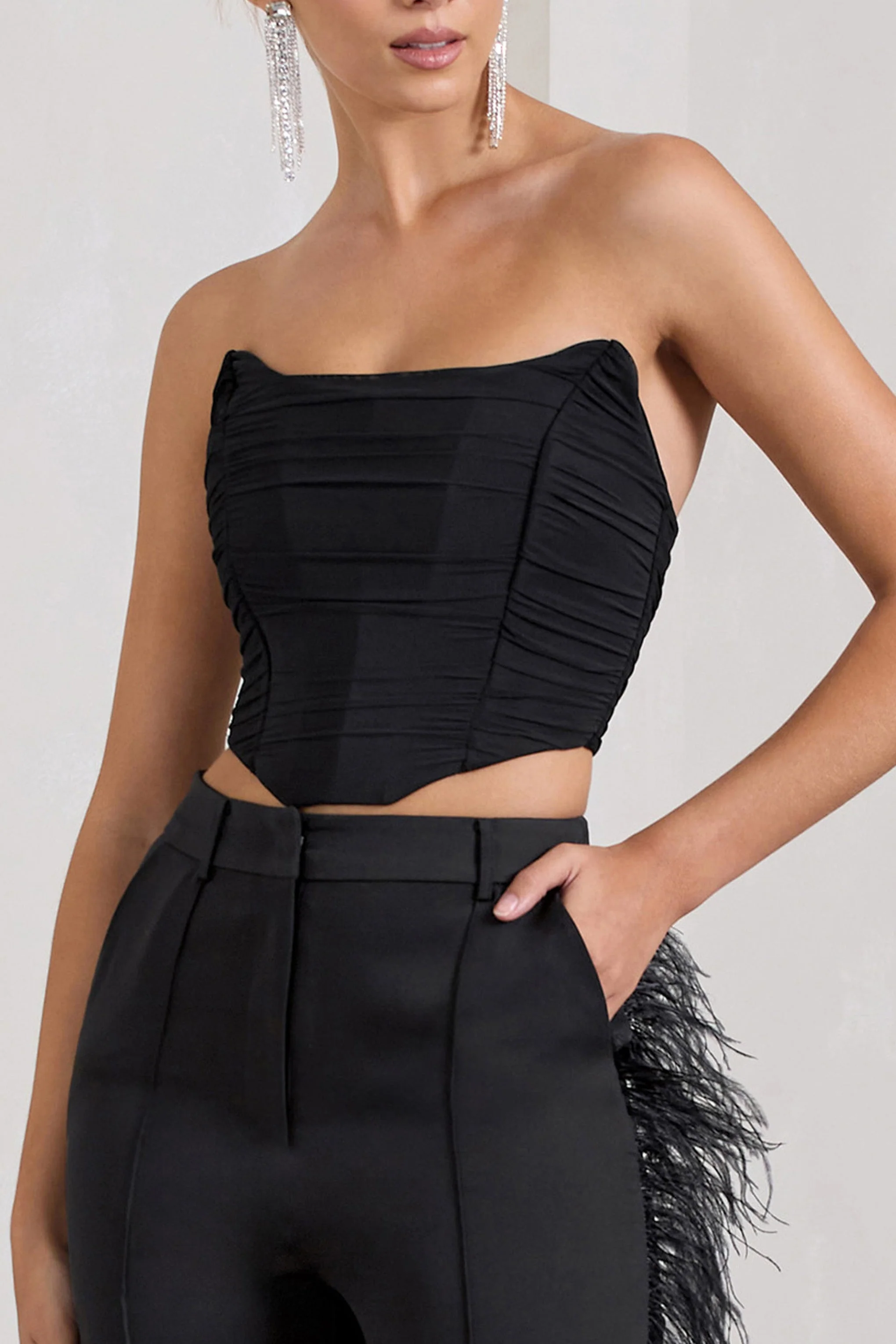 Obsessed |  Haut de style corset en maille bandeau noir - Image 3