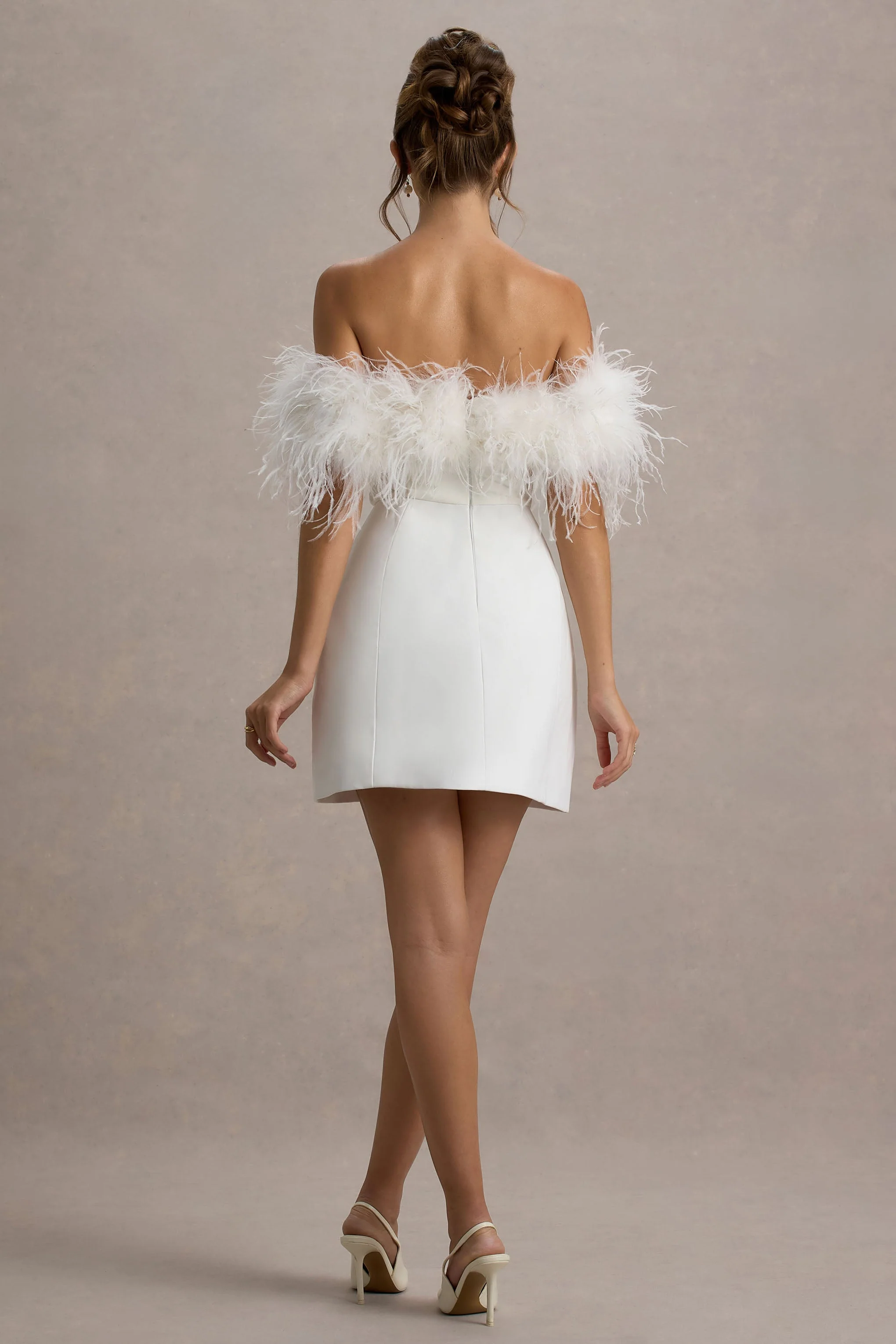 Palace |  Mini-Robe Noire Bardot avec Garniture en Plumes - Image 3