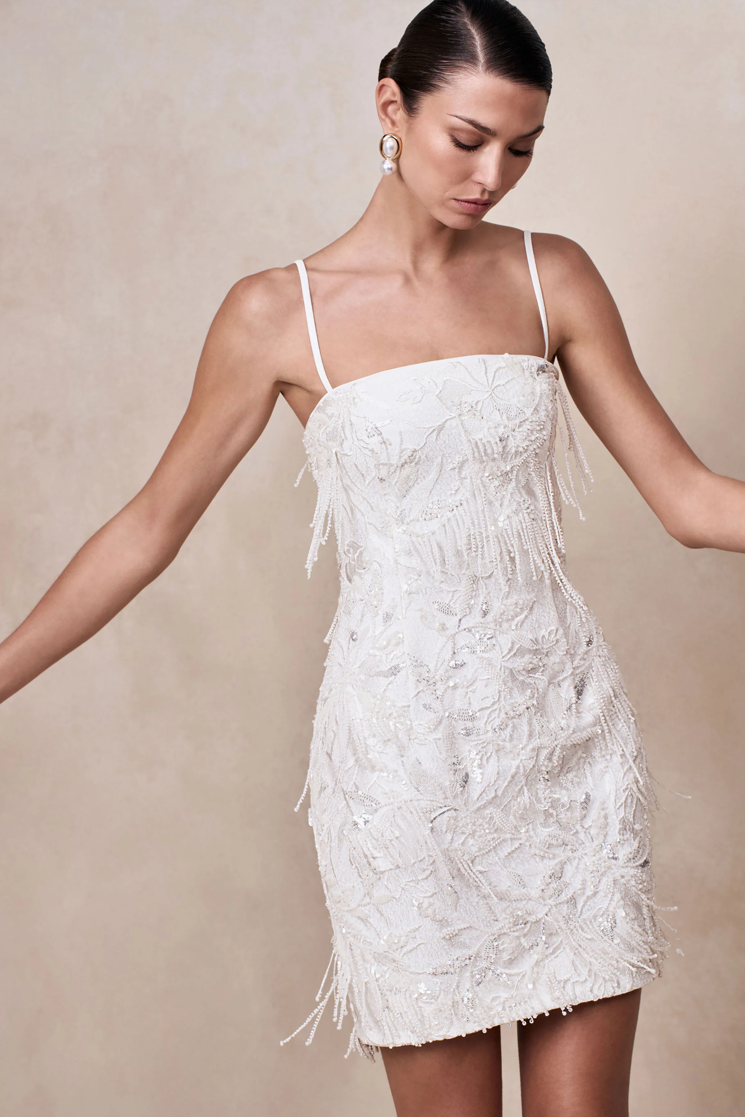 Paulina | Mini-robe bandeau blanche ornée - Image 3